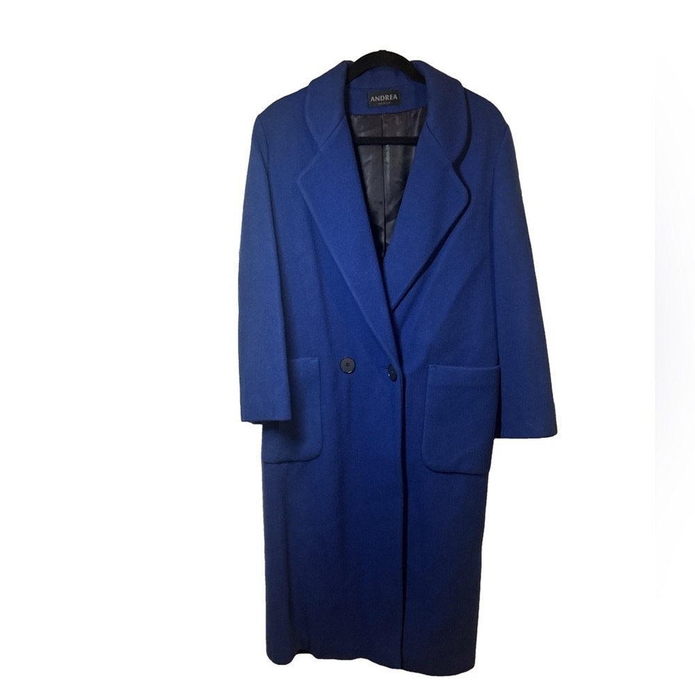 ANDREA Size M Vintage Cobalt Blue Fully Lined Long Wool Coat